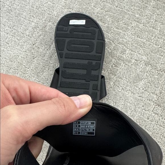 EUC Fitflop F-Mode Leather Flatform Toe-Post Sandals black platform thong - Picture 13 of 14